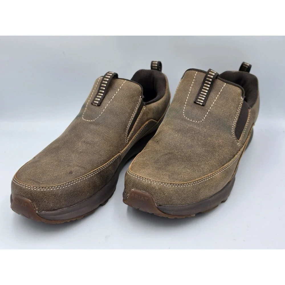 Ariat Men's Spitfire Leather Slip On Shoes Brushed Brown Leather Boot Size 12 EE